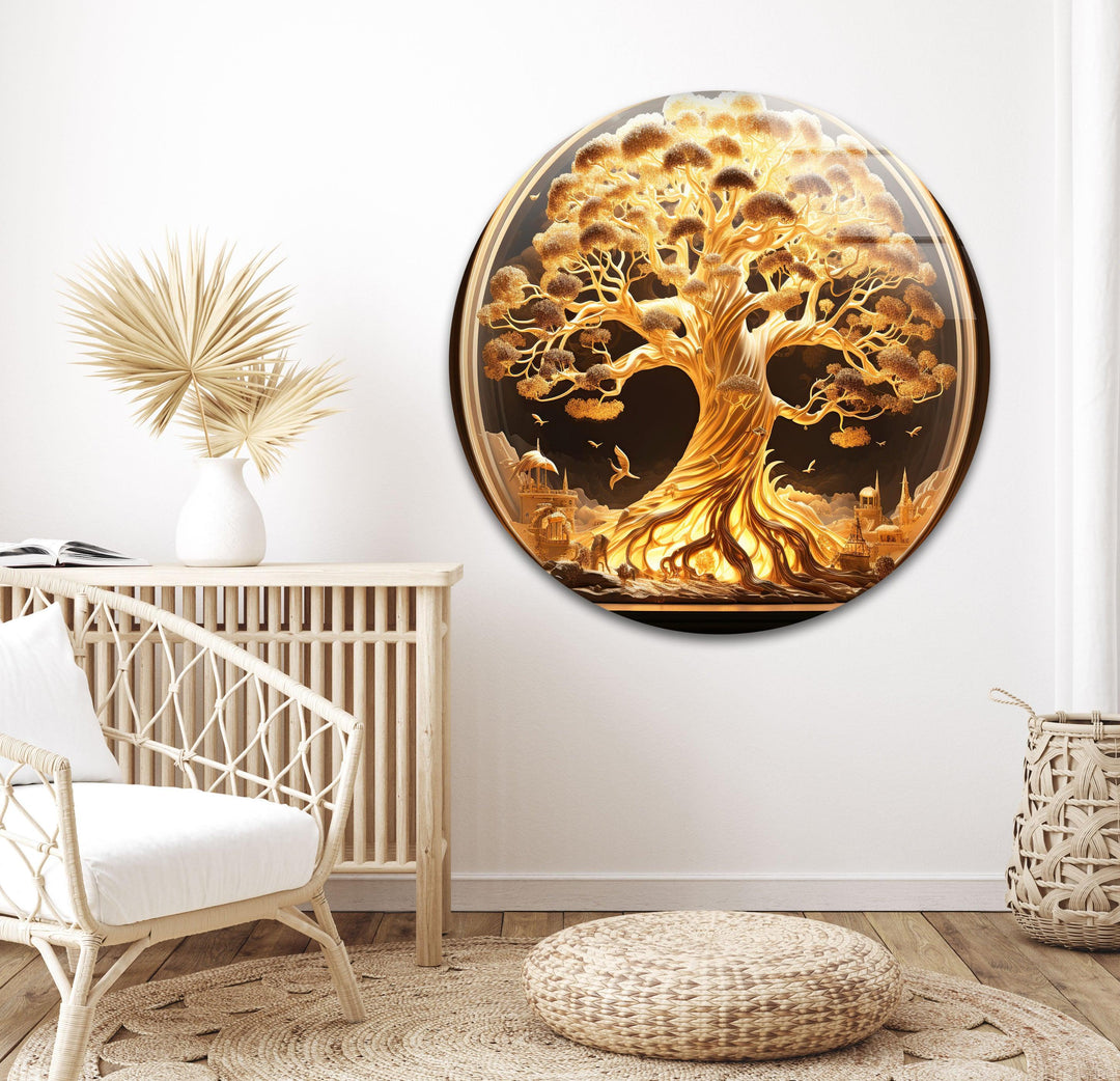 Surreal tree of life with radiant branches, perfect for a modern interior.
