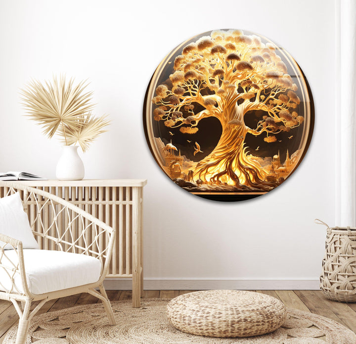Surreal tree of life with radiant branches, perfect for a modern interior.
