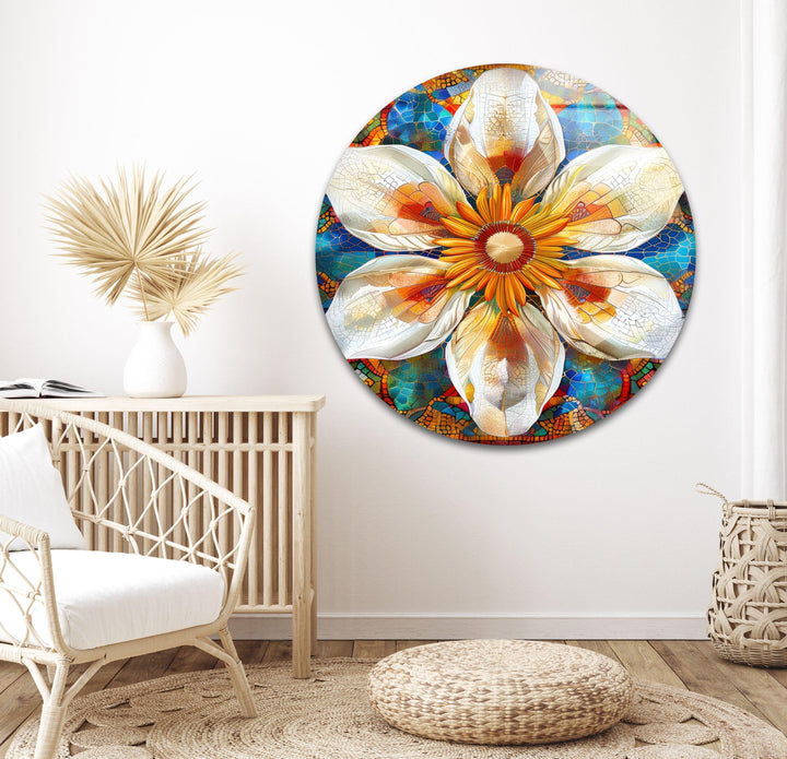 Mosaic Sunflower Glass Wall Art, stained glass wall art, stained glass wall decor