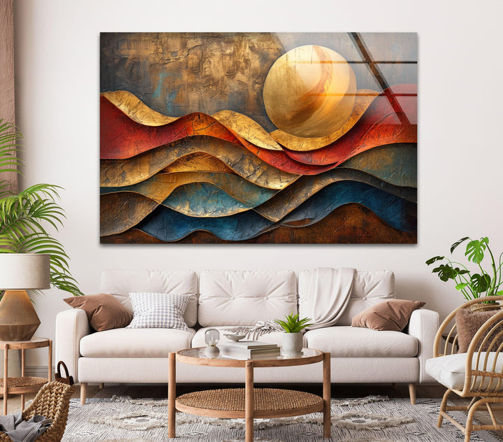 Sunset Abstract Painting Glass Wall Pictures & Cool Art