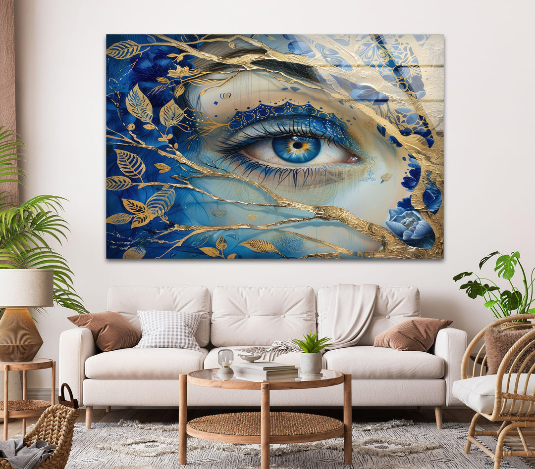 Blaues Auge Malerei Glas Wandkunst
