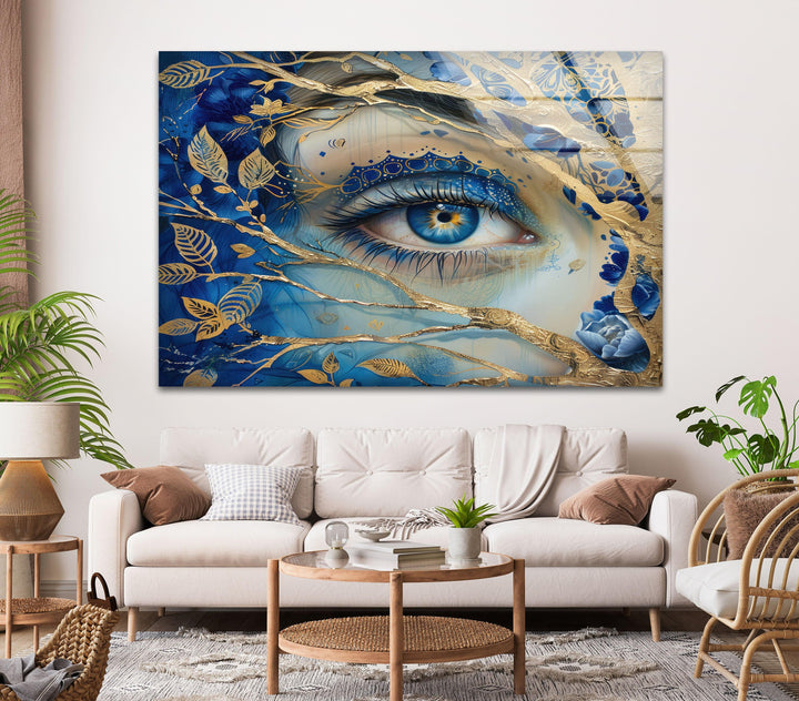 Blaues Auge Malerei Glas Wandkunst