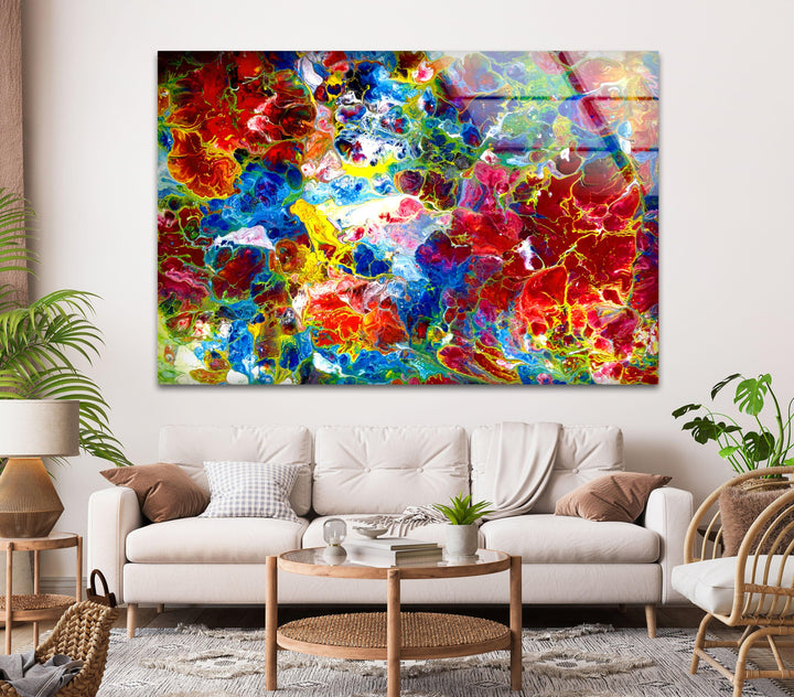 Red Alcohol ink Arts Glass Wall Art, custom glass photo prints, large glass prints