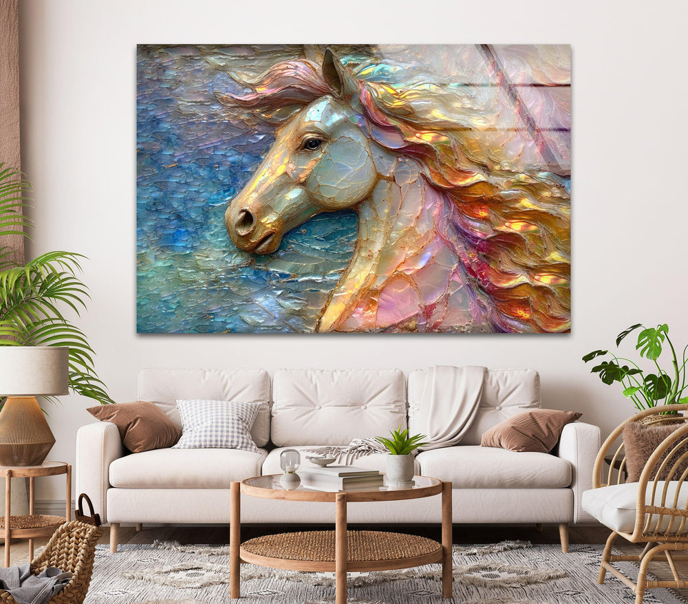 Shiny Unicorn Glass Wall Art custom glass photo prints, large glass prints