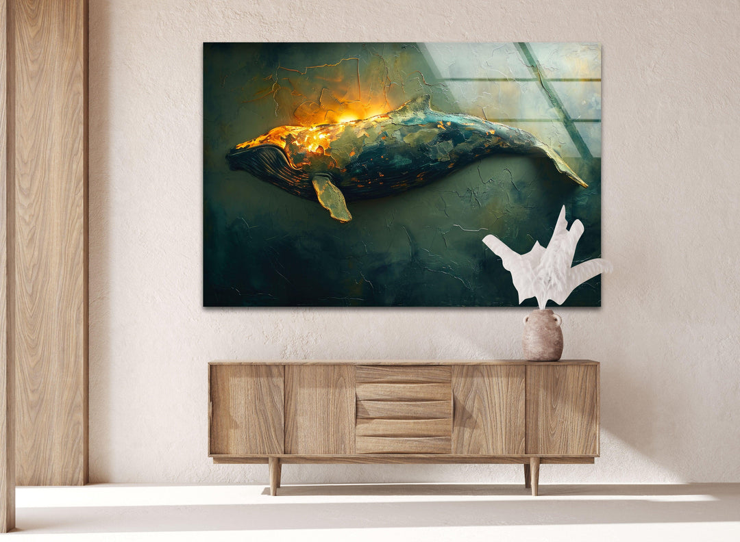 Vintage Whale Glass Wall Art glass image printing, glass prints from photos