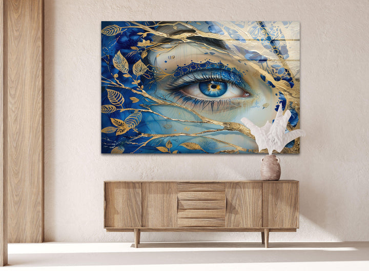 Blaues Auge Malerei Glas Wandkunst