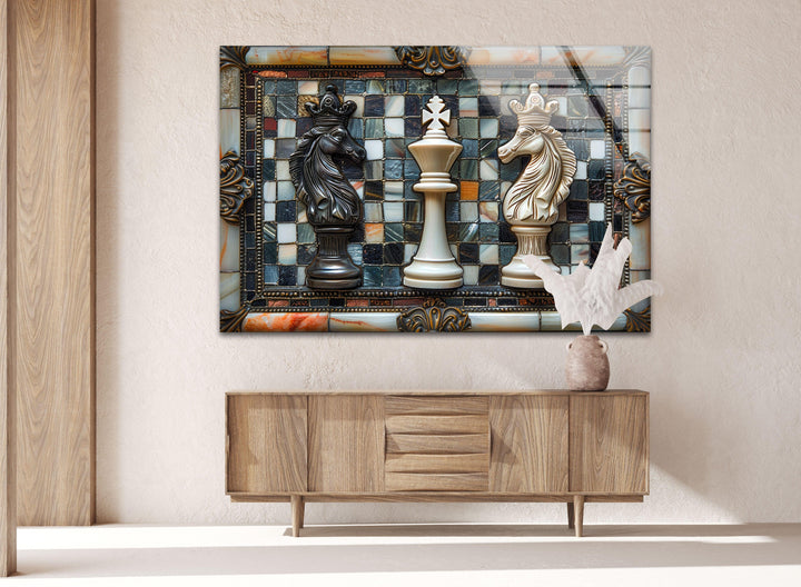 Schach-Wandkunst aus Glas