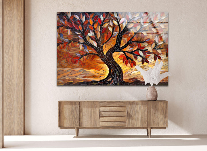 Tree of Life Orange Glass Wall Art large glass photo prints, glass wall photos