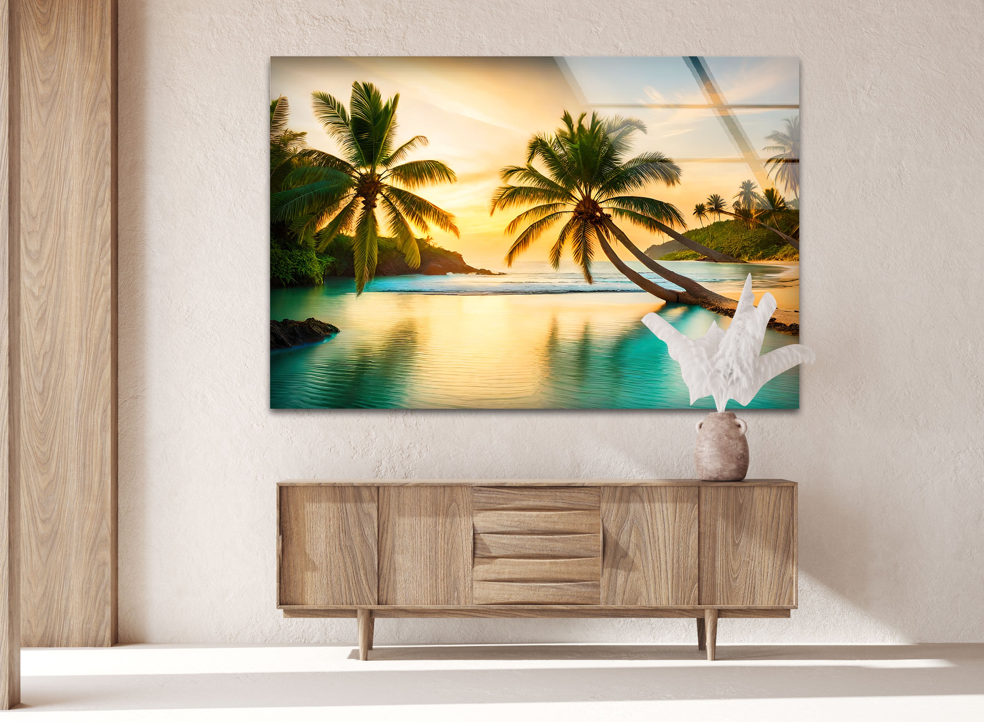 Tropical View Tempered Glass Wall Art