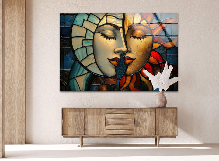 Zwei Gemälde Frau Glas Wandkunst