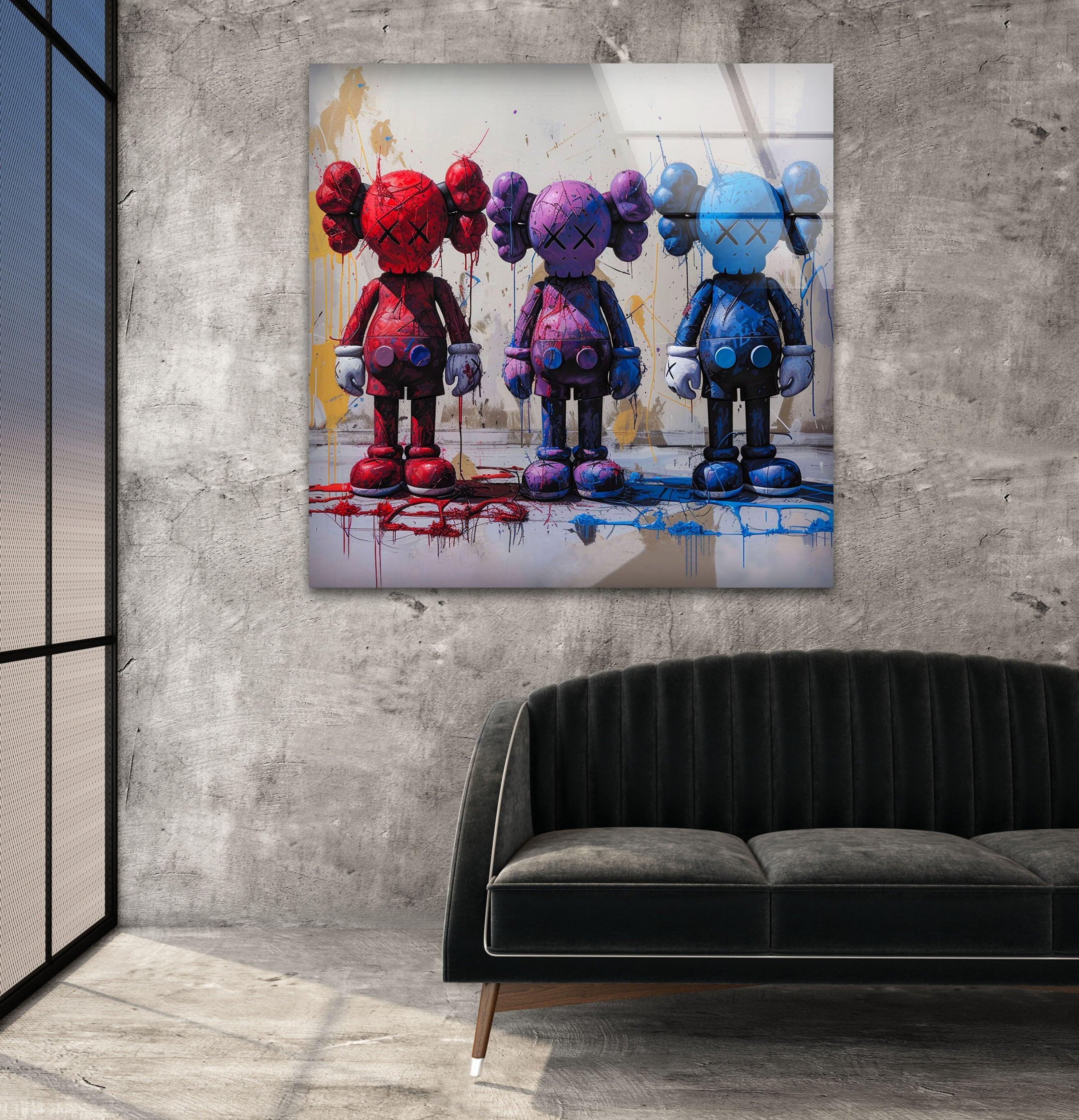 ADAM LISTER アダムリスター シルクスクリーン　KAWSモデル　アート Bold Kaws Street Art Wall Decor – Iconic Glass Art – MyPhotoStation