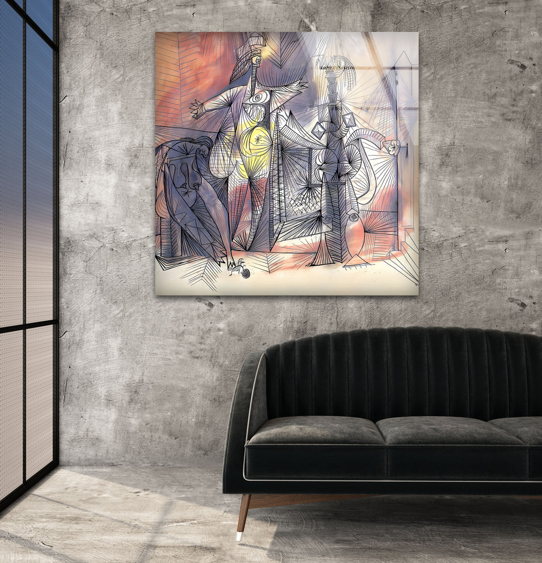 Bathers With Crab by Pablo Picasso Glass Wall Art