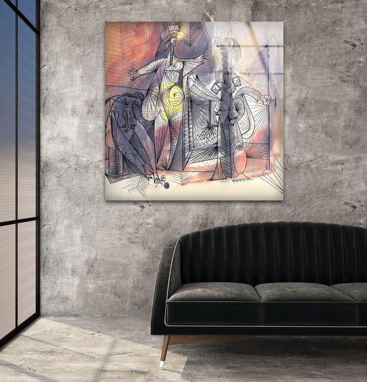 Bathers With Crab by Pablo Picasso Glass Wall Art