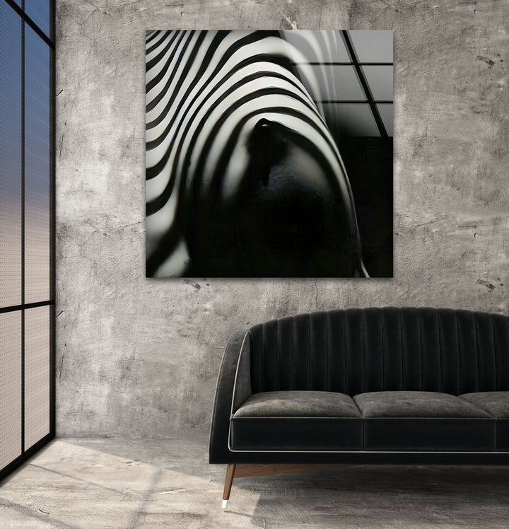 Nackte Frau Zebra gestreift Glas Wandkunst