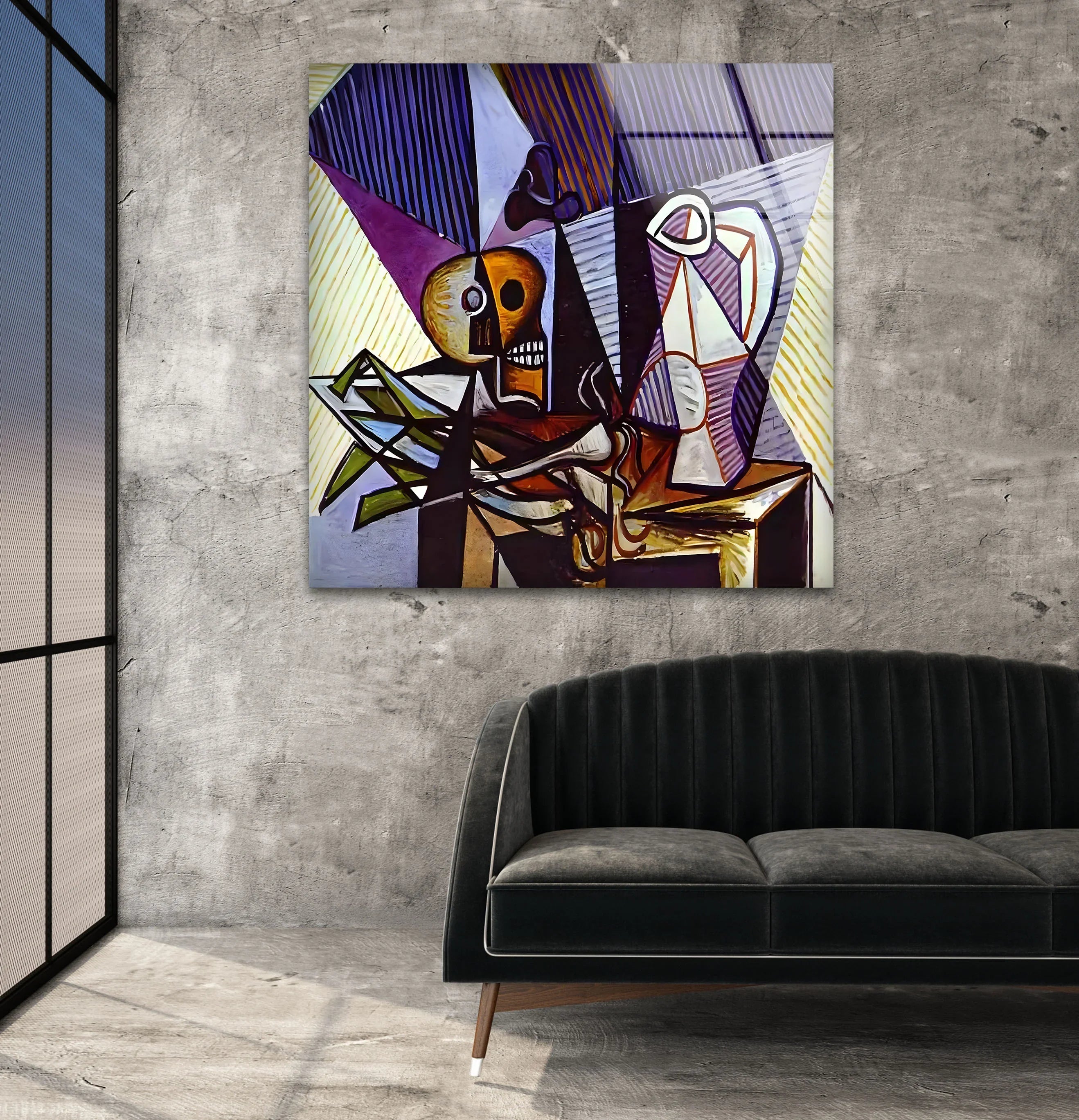 Vintage Pablo Picasso Art Painting – Skull and Guitar Wall Art