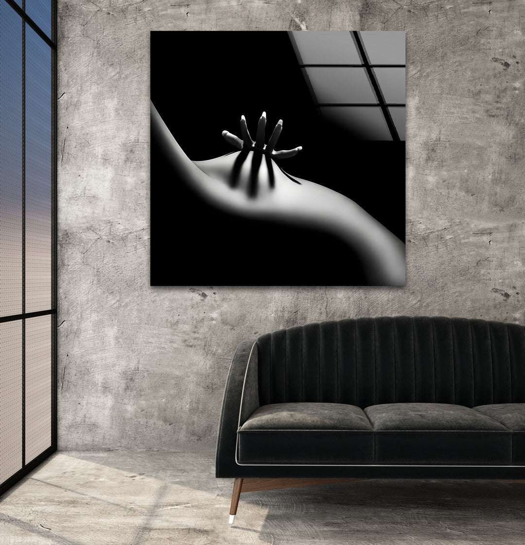 Glass wall art featuring captivating erotic nude and sexy artistic elements
