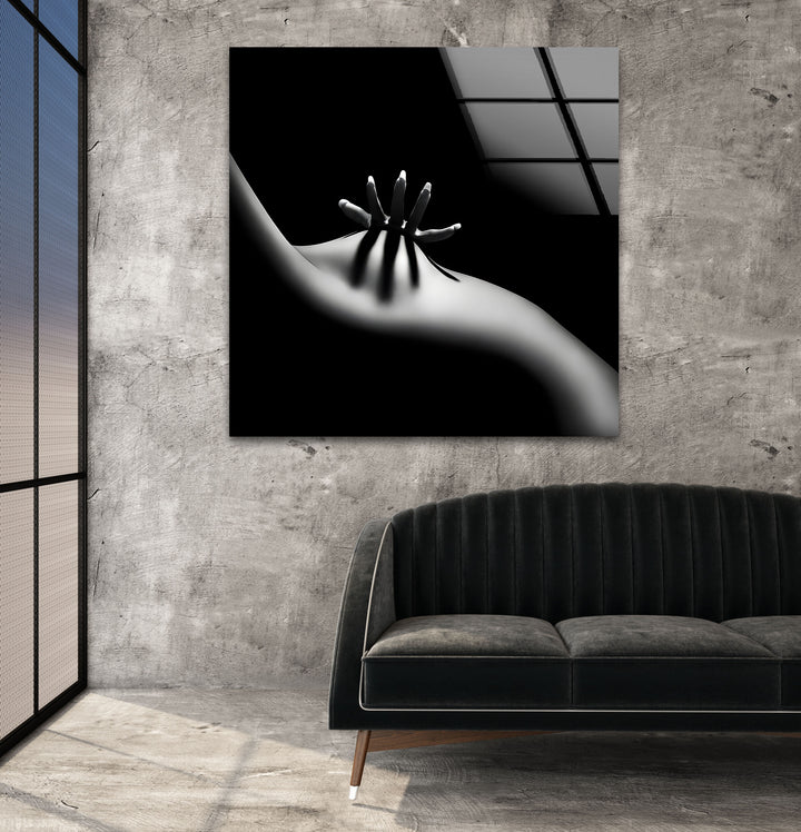 Glass wall art featuring captivating erotic nude and sexy artistic elements
