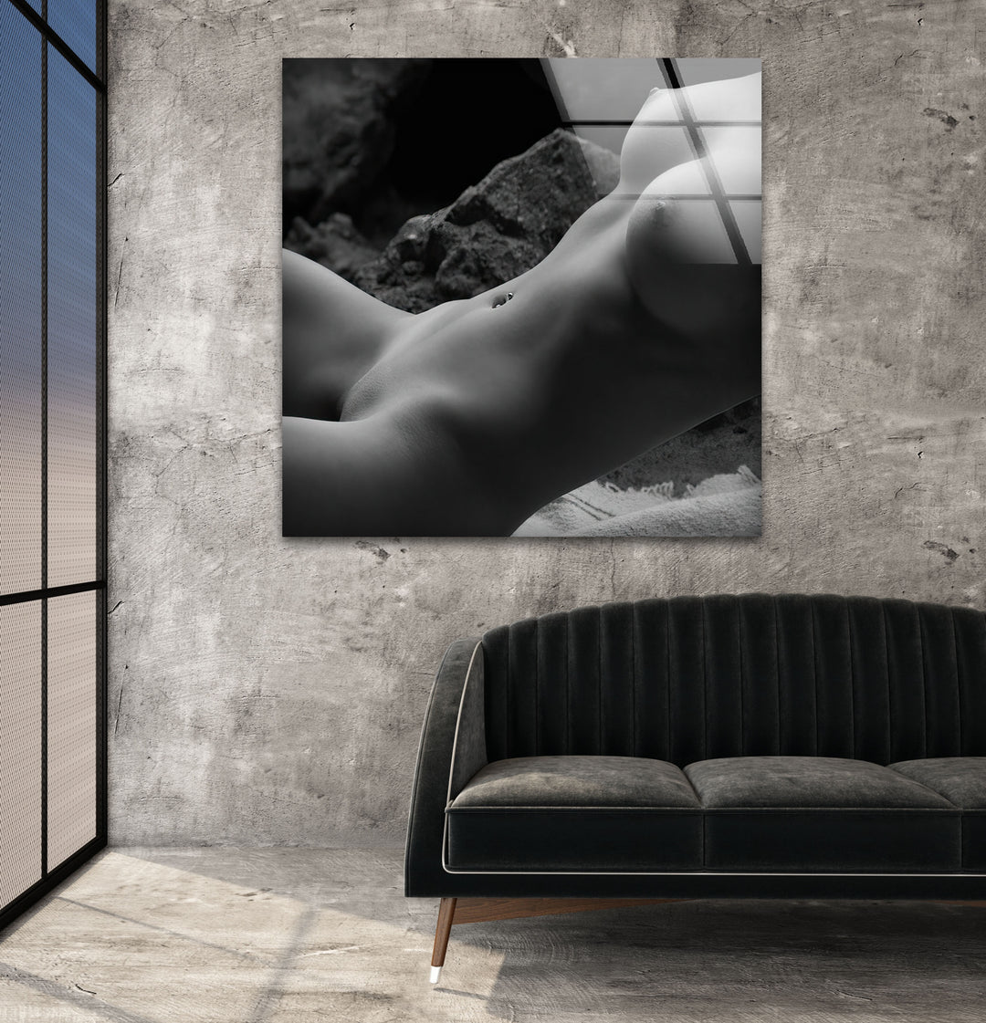 Sexy art on glass featuring bold erotic drawings and sensual aesthetics
