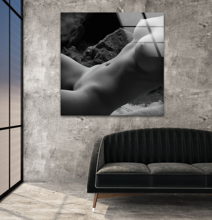 Sexy art on glass featuring bold erotic drawings and sensual aesthetics
