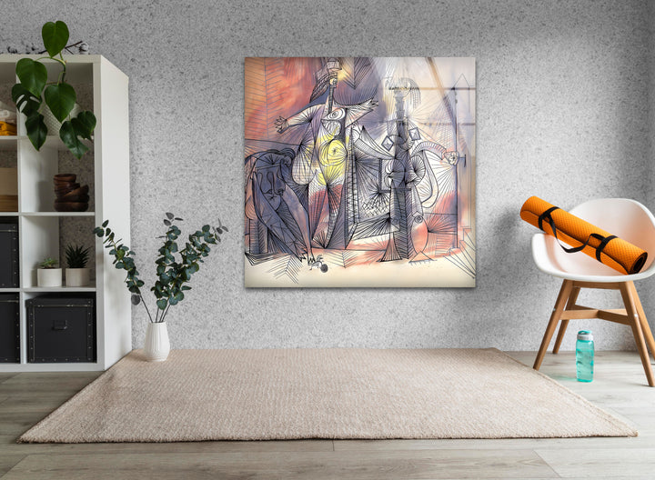 Bathers With Crab by Pablo Picasso Glass Wall Art