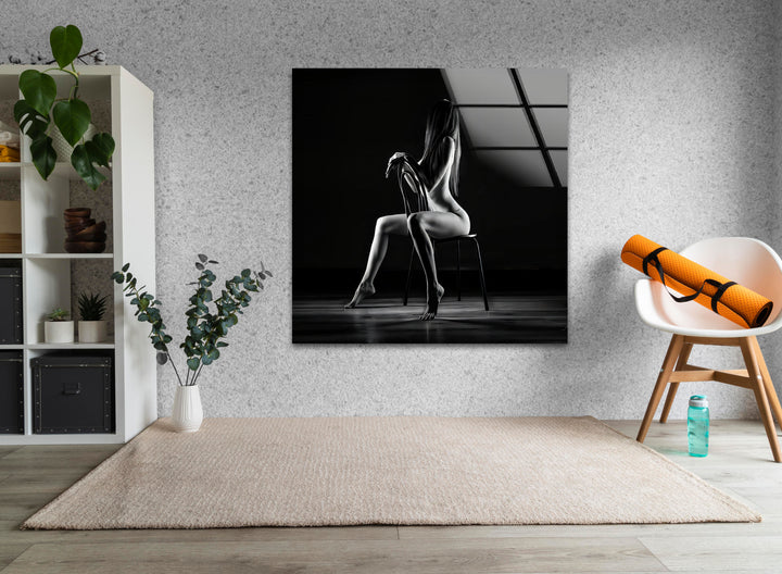 Sexy art on glass featuring bold erotic drawings and sensual aesthetics
