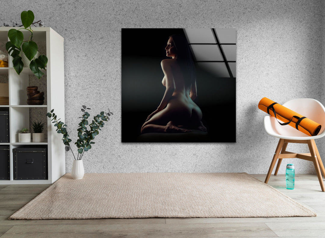 Unique naked art blending sex drawing and glass wall art creativity
