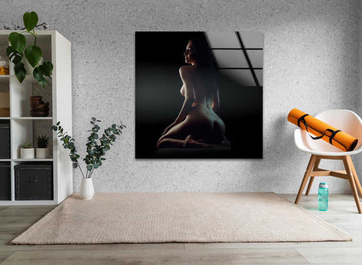 Unique naked art blending sex drawing and glass wall art creativity
