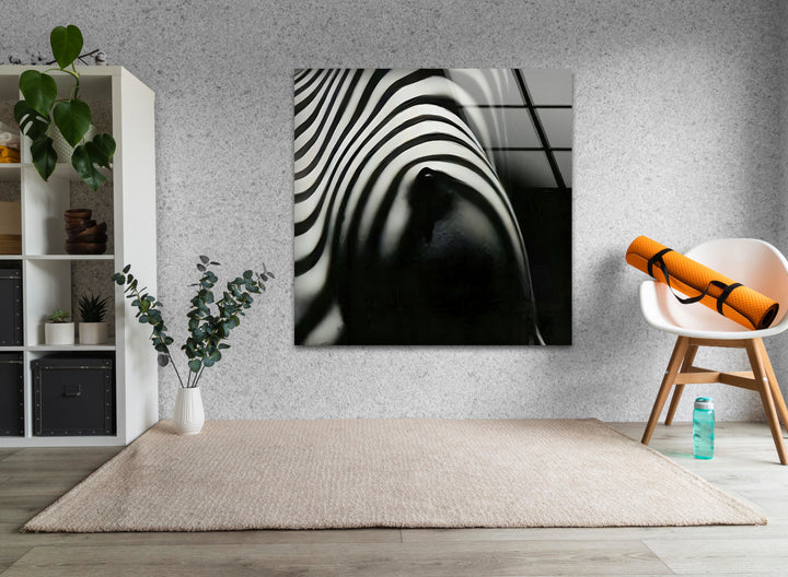 Nackte Frau Zebra gestreift Glas Wandkunst
