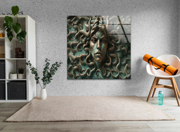 Medusa mit Schlangen Glaswandkunst
