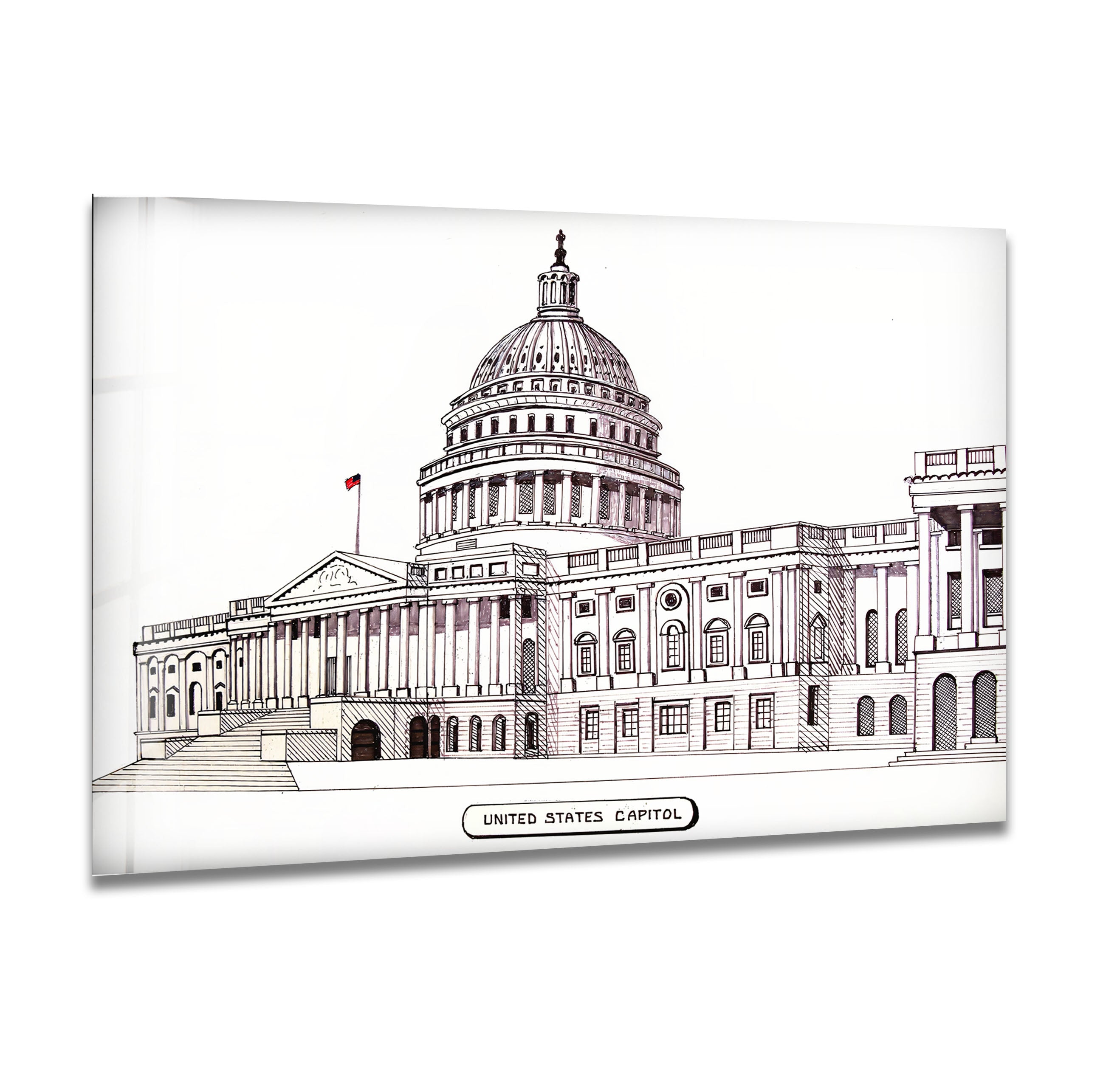 United States Capitol Glass Wall Art – Architectural Sketch Design