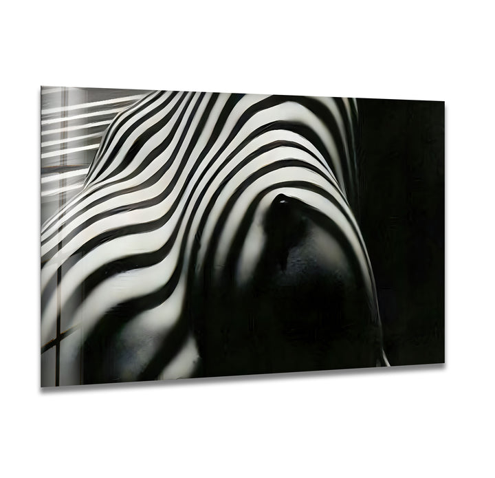 Nackte Frau Zebra gestreift Glas Wandkunst