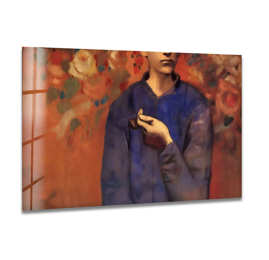 A Boy with a Pipe by Pablo Picasso Glass Wall Art - MyPhotoStation
