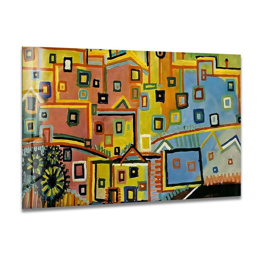 Houses by Pablo Picasso Glass Wall Art - MyPhotoStation