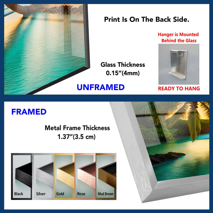 Tropical Beach Paradise: A Beautiful Palm Tree Art Print on Glass