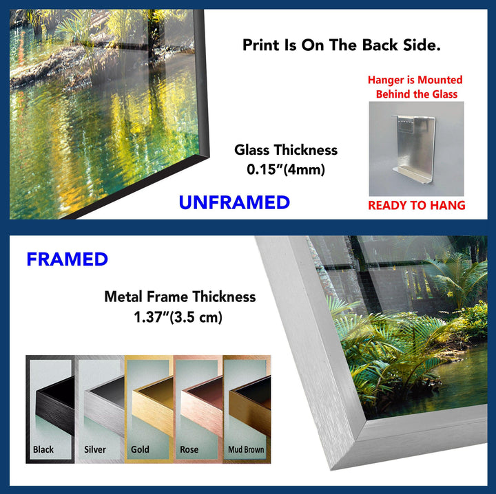 Tropical River Paradise: A Stunning Jungle Landscape Glass Wall Art