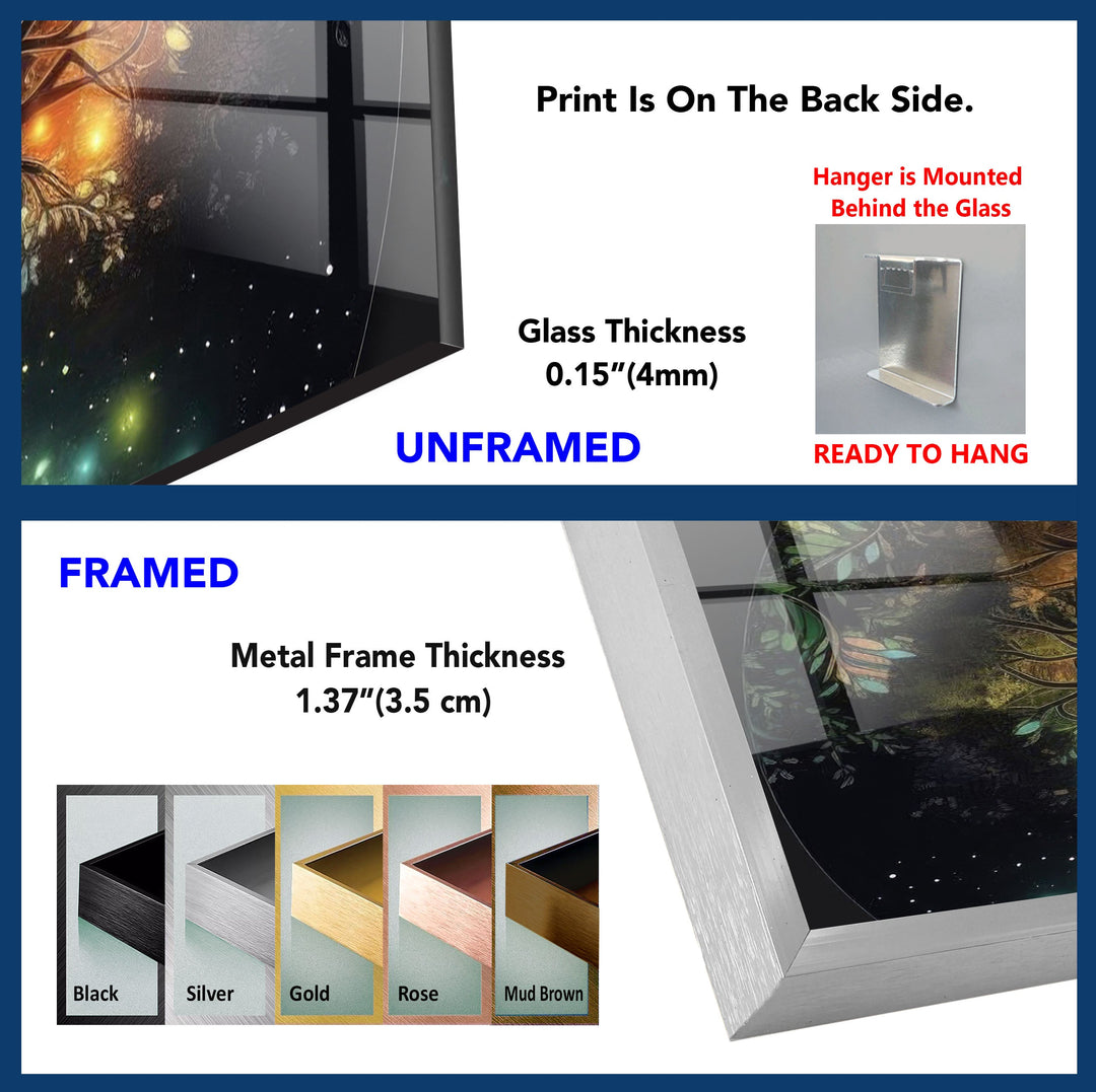 Glowing Life of Tree Glass Wall Art, glass image printing, glass prints from photos