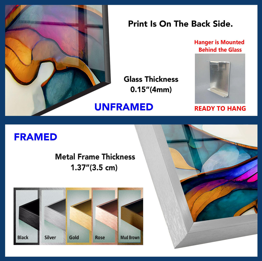 Vivid Stained Flower Glass Wall Art, photo print on glass, prints on glass wall art