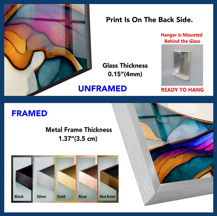 Vivid Stained Flower Glass Wall Art, photo print on glass, prints on glass wall art