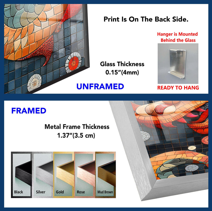 Mosaic Design Chinese Dragon Tempered Glass Wall Art - MyPhotoStation