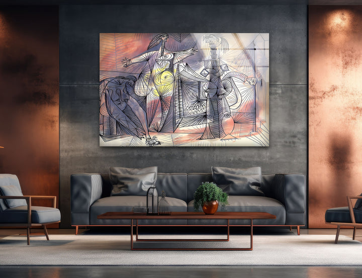 Bathers With Crab by Pablo Picasso Glass Wall Art