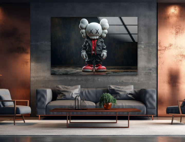 Kaws – Wandkunst aus schwarzem Glas