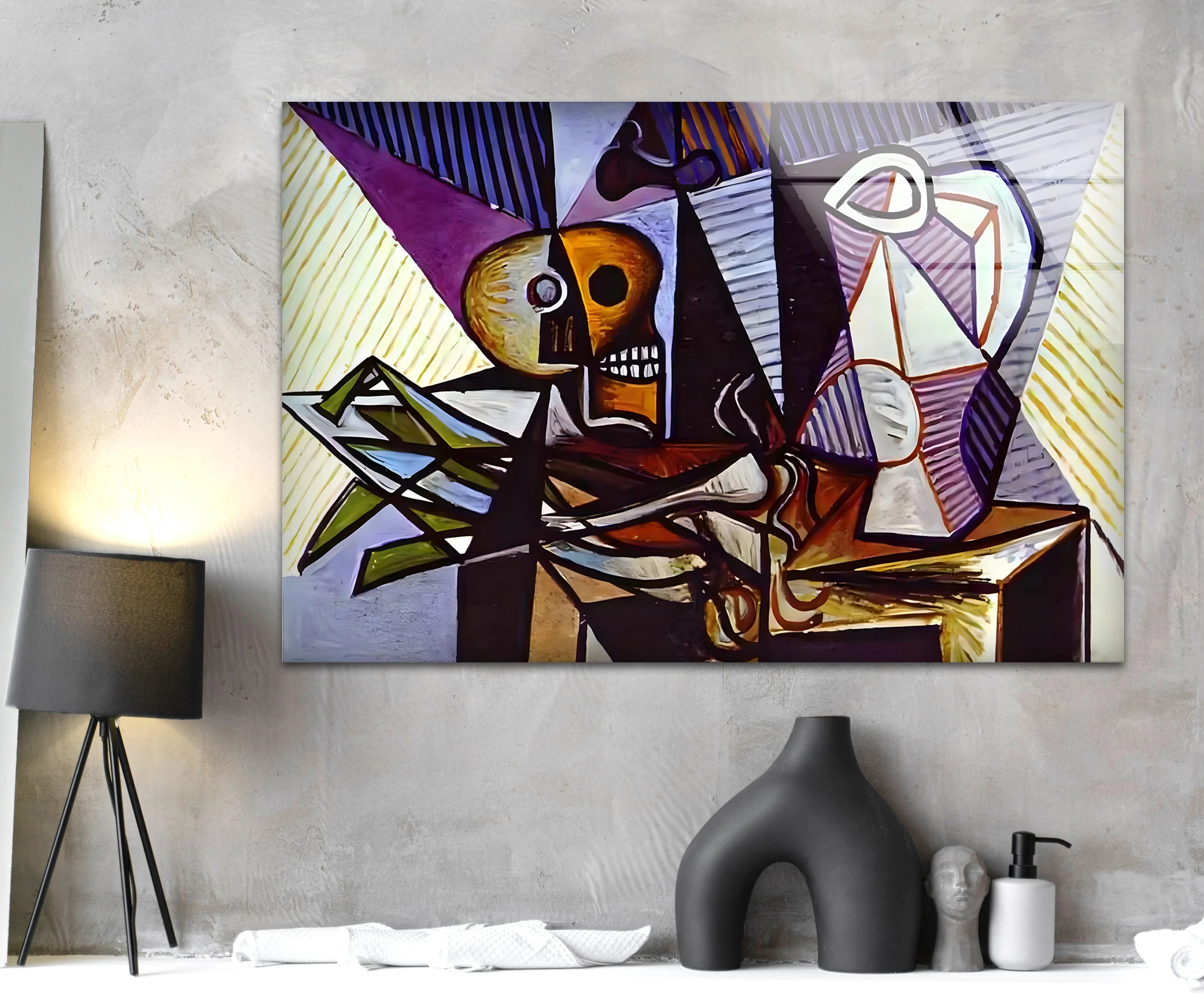 Vintage Pablo Picasso Art Painting – Skull and Guitar Wall Art