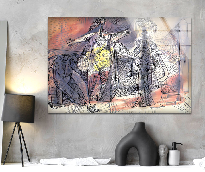 Bathers With Crab by Pablo Picasso Glass Wall Art