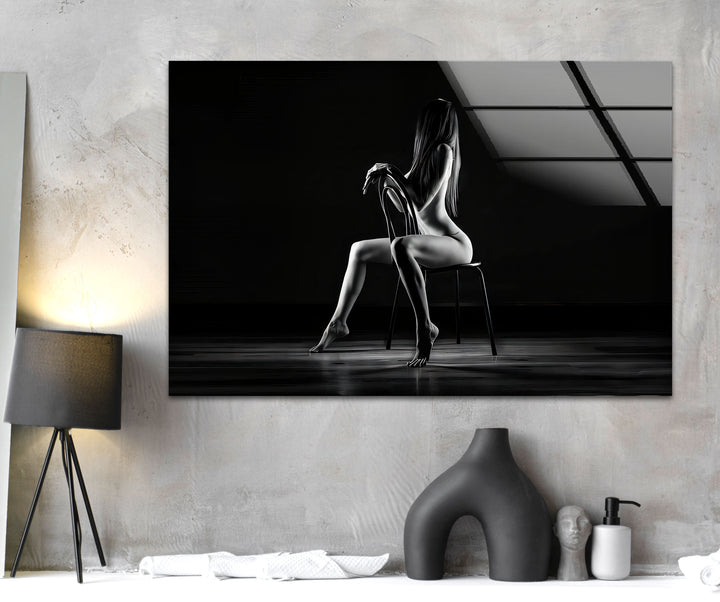 Glass wall art featuring captivating erotic nude and sexy artistic elements
