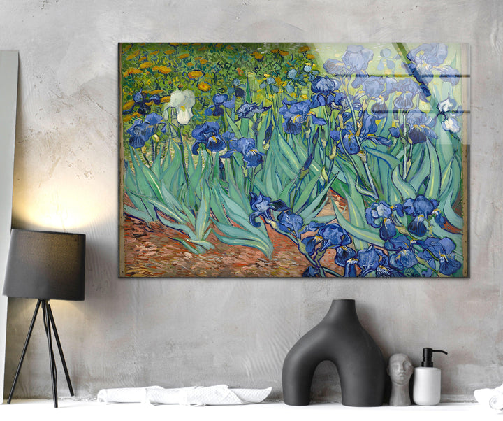 Irises Vincent Van Gogh Glass Wall Art glass image printing, glass prints from photos
