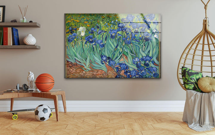 Irises Vincent Van Gogh Glass Wall Art glass pictures for Wall, glass prints wall art
