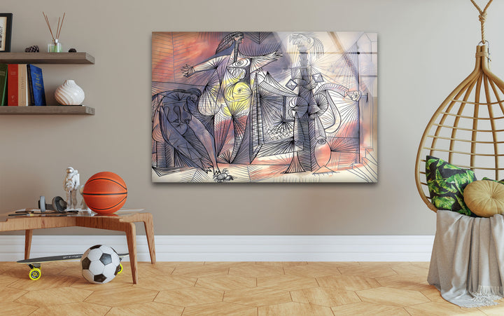Bathers With Crab by Pablo Picasso Glass Wall Art