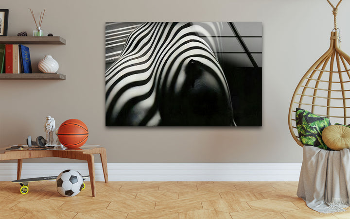 Nackte Frau Zebra gestreift Glas Wandkunst
