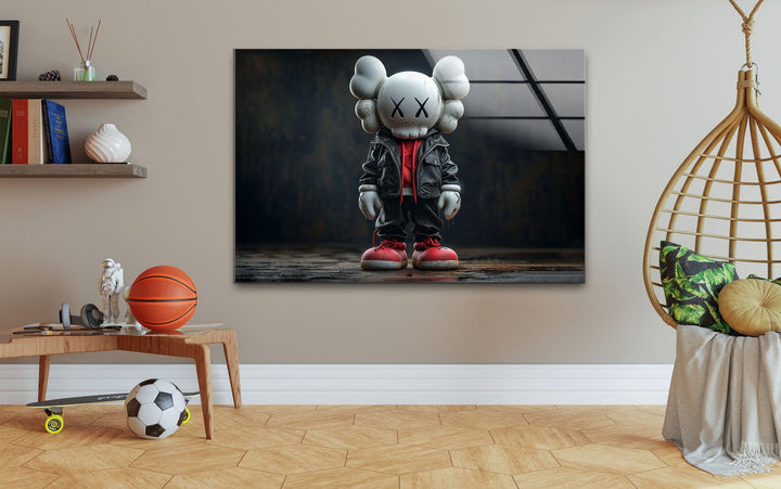 Kaws – Wandkunst aus schwarzem Glas