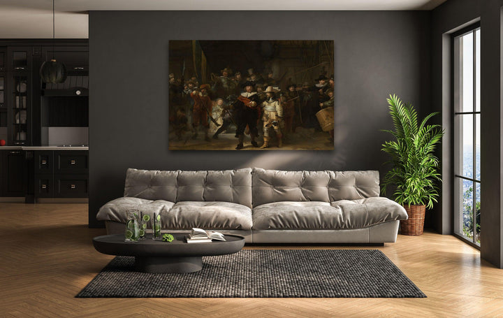The Night Watch Rembrandt Glass Wall Art custom glass photo prints, large glass prints
